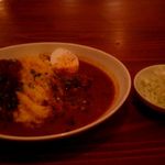 カフェブーサン - 夜のダブルカレー　豚挽肉とレンズ豆のキーマカレー＆チキンカレー