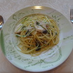 KIHACHI ITALIAN - パスタランチ：メダイ しらす 水菜 ペペロンチーノスパゲッティ