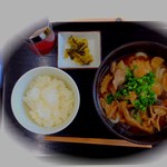 ごはん家 ゆめや食堂 - ホルモンうどんセット