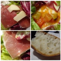 Cucina Italiana 東洞 - ＊生ハムは塩加減もよく美味しい。下には「カボナータ」も入っています。
                ◆パンも美味しい。追加は別料金。