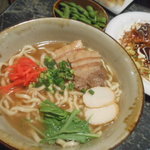 鉄板料理 風神 - 沖縄そばと風神セット　2016.11