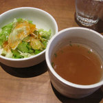 はぎわら - ランチのサラダとスープ