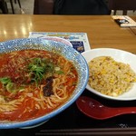 福龍 - 赤担々麺+大盛り+ミニ炒飯