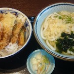 木村屋 - 天丼セット、うどん中盛変更（税込890円）（2016.11）