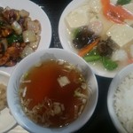 独一処餃子 - 鶏の甘みそ炒めと海鮮豆腐