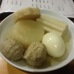 おでん酒菜 たばた - おでん（玉子、ちくわぶ、大根、つみれ、すじ）