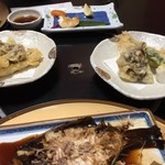 いさ美 - まごカレイ、アナゴ天ぷら、平目塩焼き