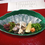 魚信旅館 - 刺身　オコゼ薄造り