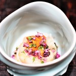 神保町 傳 - 生蛸　甘エビ　雲丹の出汁醤油掛け