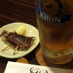 牛タン専門店 舌家 たかを - 乾杯のビールと付きだし