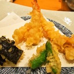 縄寿司 - 車えびの天ぷら