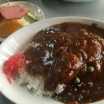 カレー幸 - 私の注文したカツハヤシ450円サラダ付き。