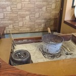 Gokigen San - 個室に入って囲炉裏を囲み食事ができます。