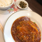 一僖 - 牡蠣玉とじのチリソースがけ。