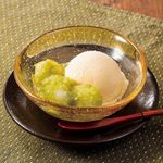 Zundamochi with vanilla ice cream