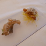 ウシマル - ホッキ貝カルパッチョ、ヒモ、そうめんカボチャ