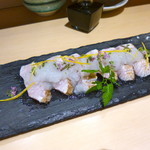 宮城の魚と赤酢のお寿司 魚が肴 - ブリの塩たたき　カブおろし添え。美味しかったなー。