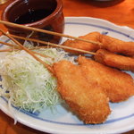 オカヤ食堂 - 大阪串カツです。ソースは大阪から取り寄せたようです☆さっぱりとしてウマ～でした☆