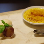 京洛肉料理 いっしん - 黄粉のアイスクリームとお汁粉のブリュレ