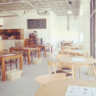 A bright and open cafe.