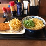 Marugame Seimen - ぶっかけ冷大 ハムカツ 野菜かき揚げ
