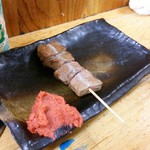 もつ焼 でん - 串盛り5本（レバー）