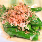 亀善 - 試食してメニューになったシシトウ炒め（笑）