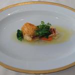 ミクニナゴヤ - 本日の鮮魚とオマール海老のロースト　彩り野菜のエチュベ添え　オリーブ　レモン　コリアンダー風味