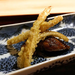 松川 - 新牛蒡の揚げ物、鼈のタレ焼き