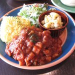 カフェ サバド - 鶏肉のチリビーンズプレート（ランチセット）2016.11.25