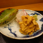 鯛とウニのお造り