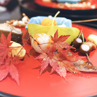 日本料理 太月 - 八寸：うにと生ゆば、大黒しめじ、むかご、メヒカリ,子持ち鮎、海老の芋鮨　栗