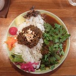 カレーの惑星 - 下北沢『カレーの惑星』さんへ。 ドライキーマカレーとラムと春菊のカレーの2種盛りを（╹◡╹）