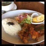 カフェ&レストラン マッシュ - ワンプレートランチ580円チキンカツ ハンバーグ