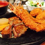 シェフ - エビフライ＋ステーキ＋クリームコロッケセット：1,200円