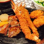シェフ - エビフライ＋ステーキ＋クリームコロッケセット：1,200円