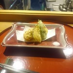 野彩屋プリミティブ - 南瓜饅頭ポンセン揚げ　野菜天ぷら　一億年前の天然塩