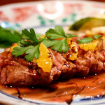 フランス産合鴨ステーキ、ブラッドオレンジソース