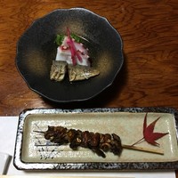 竹乃家 - 会席料理 松 酢の物と追加の肝焼き