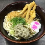 資さんうどん - とろろこんぶ＆天かすを投入♪