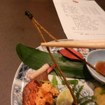 鮎知 - そばと海苔で作った枯れ松葉は芸術的でした♪