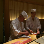 鮨 さいとう - コバちゃんと齋藤さんの師弟ショット