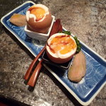 卵とフォアグラ燻製