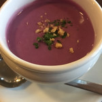 ビストロモンマルトル - 紫いも鮮やか ポタージュ