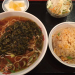 南昌飯店 - 高菜ソバ（小チャーハン） ¥750