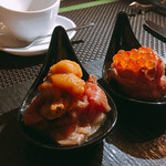 石垣牛カルビ雲丹、いくら乗せ