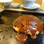 むら - お好み焼き半焼きそばセット（ごはん大盛無料）　880円