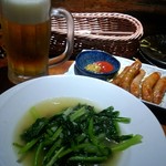 ちゅうらん - 「ソーセージ」と「青菜炒め」。