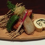 京料理　一輪 - 焼き物
海老芋、だし巻き、生麩、鰤