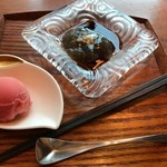 日本料理　時宜 - ブラッドオレンジのシャーベットと蕨もち